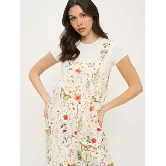 Butterfly & Wildflowers Print Shortalls