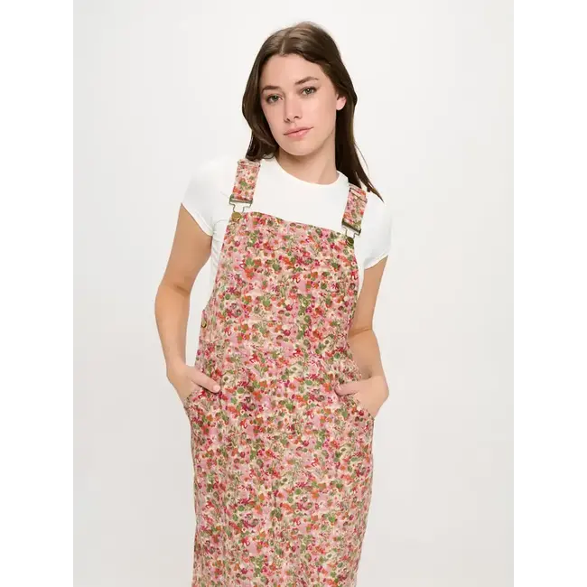 Colourful Blooming Meadow Corduroy Skirtall in Pink