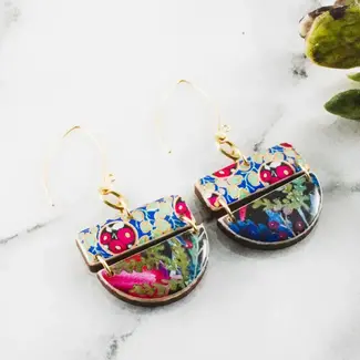 No Man's Land Bold Watercolor Floral Half Circle Drop Earrings