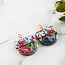 No Man's Land Bold Watercolor Floral Half Circle Drop Earrings