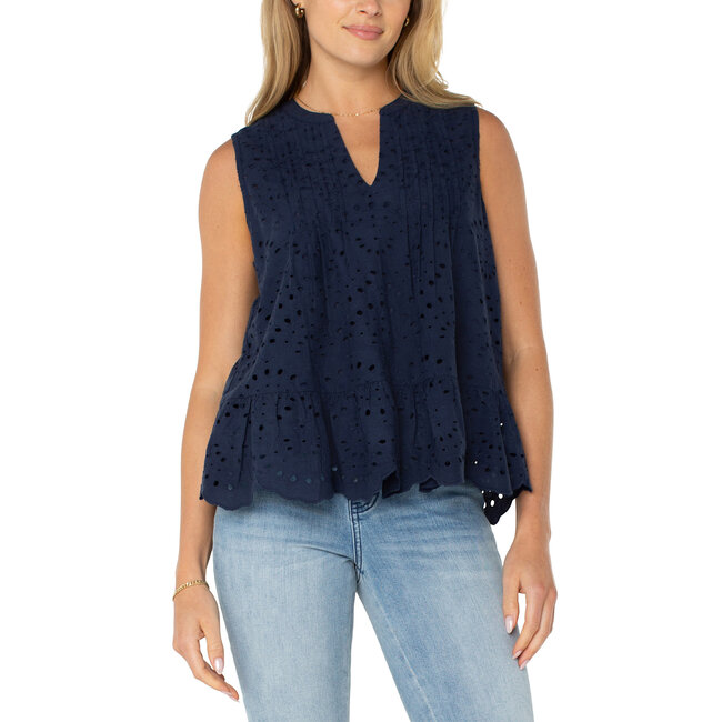 Liverpool Los Angeles Sleeveless Pintuck Woven Top