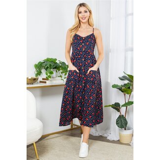 Strawberry Faux Button Down Cami Dress