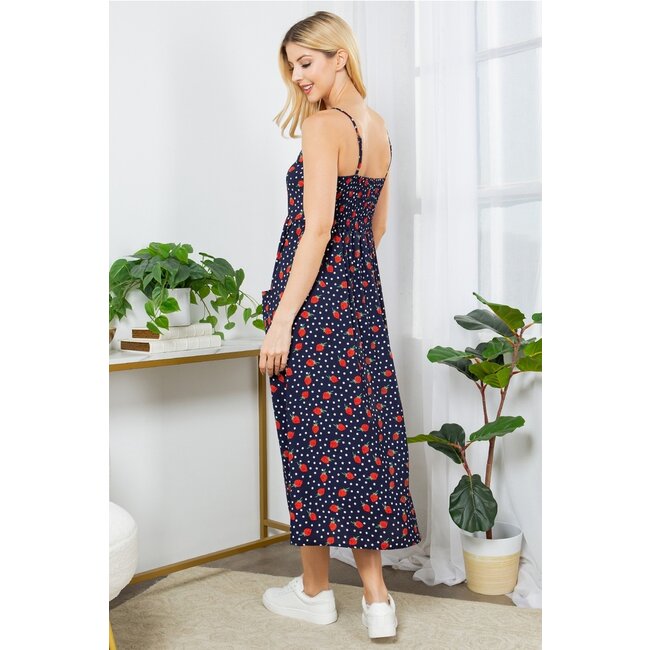 Strawberry Faux Button Down Cami Dress