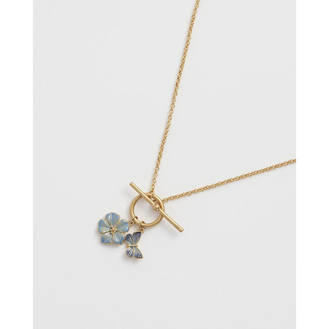 Fable England Forget Me Not Charm Toggle Necklace