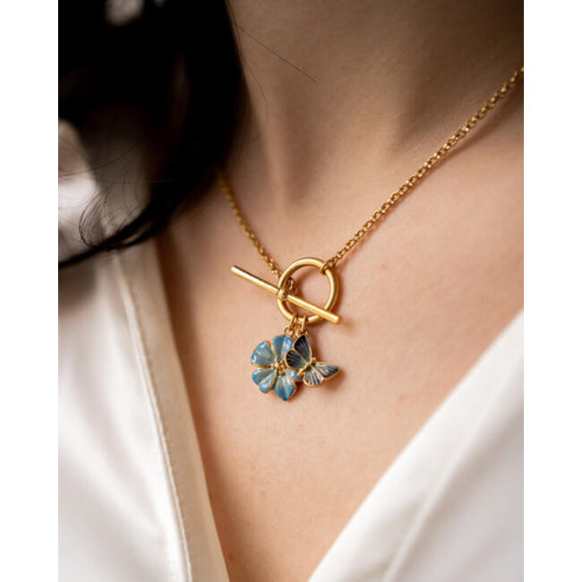 Fable England Forget Me Not Charm Toggle Necklace