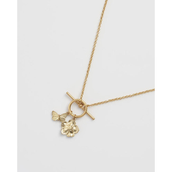Fable England Forget Me Not Charm Toggle Necklace