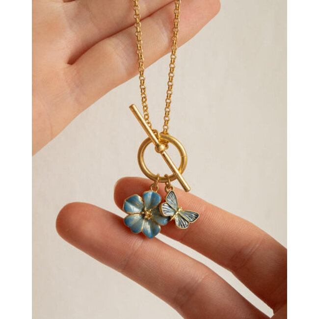 Fable England Forget Me Not Charm Toggle Necklace