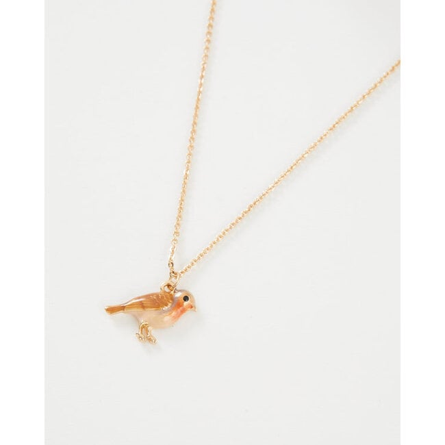 Fable England Enamel Robin Necklace