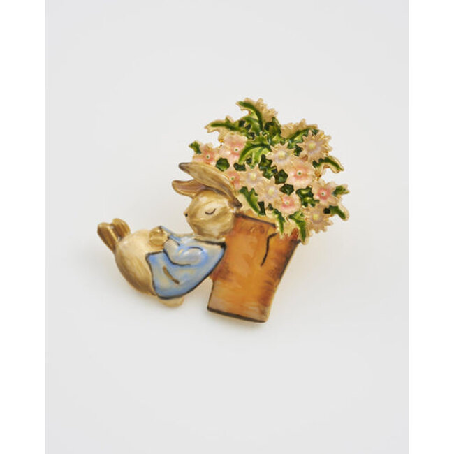 Fable England Peter Rabbit with Flower Pot Brooch