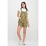 Vintage Flower Blossom Print Shortalls in Green