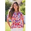 Liverpool Los Angeles Short Sleeve Button Front Shirred Woven Blouse
