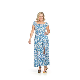 Papillon Rosemary - Floral Short Sleeve Dress in Blue