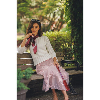 Papillon Sandy - Mesh Skirt With 3D Details in Pink