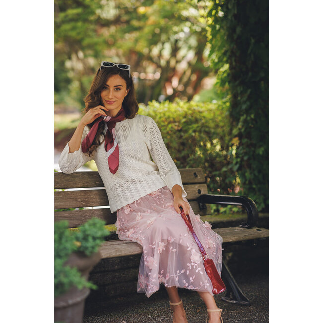 Papillon Sandy - Mesh Skirt With 3D Details in Pink