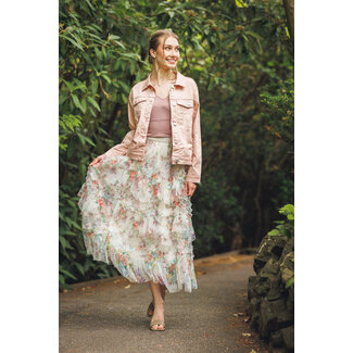 Papillon Lena - Tiered Floral Skirt in Cream