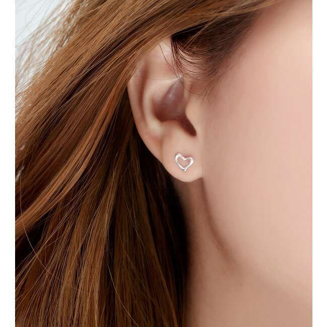 Sterling Sterling Heart Outline Studs