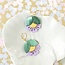 Chenoha Studio Cherry Flower Earrings - Metallic Green, Yellow, Lavender