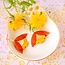 Chenoha Studio Ginkgo Flower Earrings – Terracotta and Yellow Leather