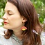 Chenoha Studio Ginkgo Flower Earrings – Terracotta and Yellow Leather