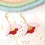 Chenoha Studio Ginkgo Flower Earrings – Pink and Deep Red Leather