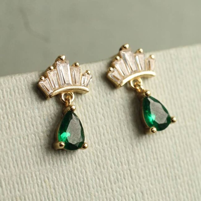 Silk Purse, Sow's Ear Emerald Green Gold Vermeil Crown Stud Earrings