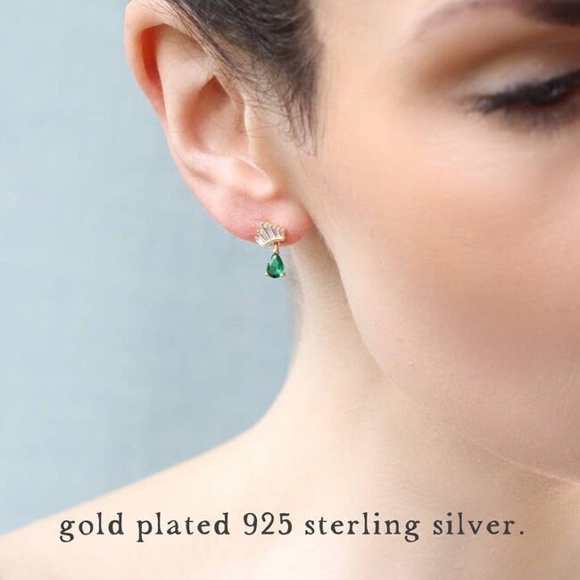 Silk Purse, Sow's Ear Emerald Green Gold Vermeil Crown Stud Earrings