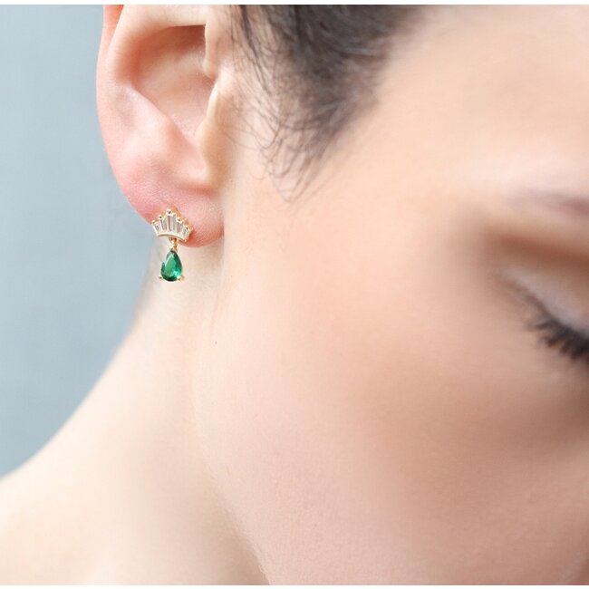 Silk Purse, Sow's Ear Emerald Green Gold Vermeil Crown Stud Earrings