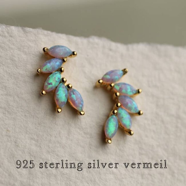 Silk Purse, Sow's Ear Gold Vermeil Opal Wing Stud Earrings