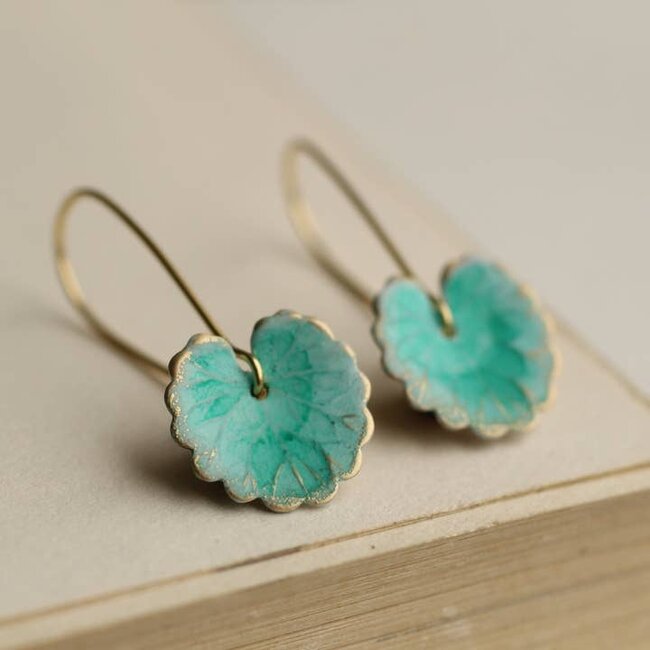 Silk Purse, Sow's Ear Seafoam Turquoise Leaf Earrings - Short