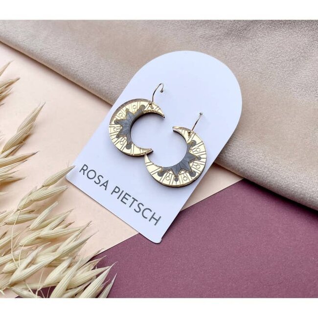 Rosa Pietsch Aurora Moon Drop Earrings - Gold & Slate