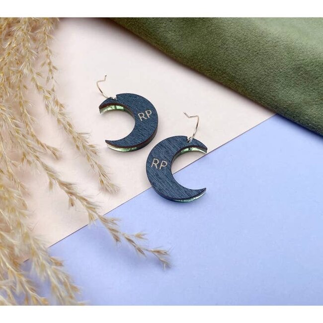 Rosa Pietsch Aurora Moon Drop Earrings - Gold & Slate