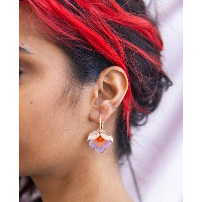 Rosa Pietsch Anna Retro Flower Hoop Earrings: Pink Sky