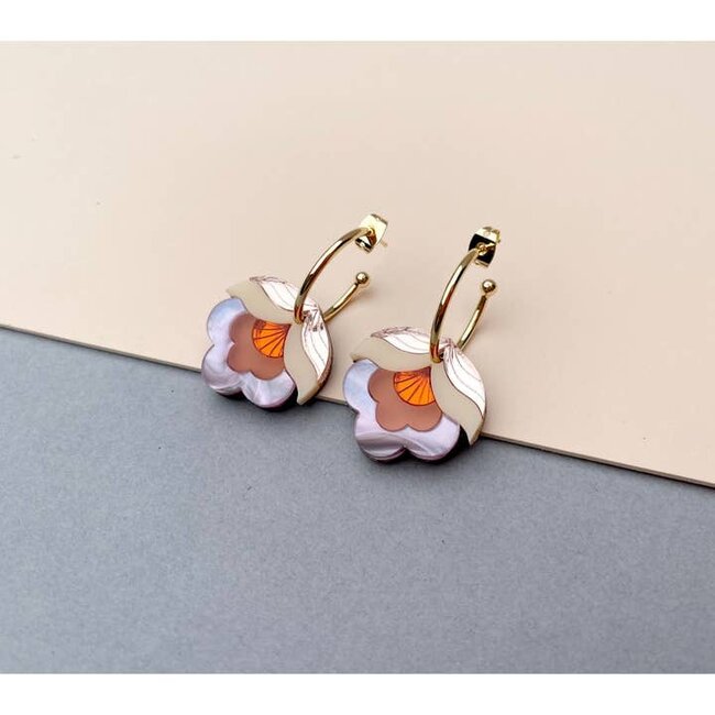 Rosa Pietsch Anna Retro Flower Hoop Earrings: Pink Sky