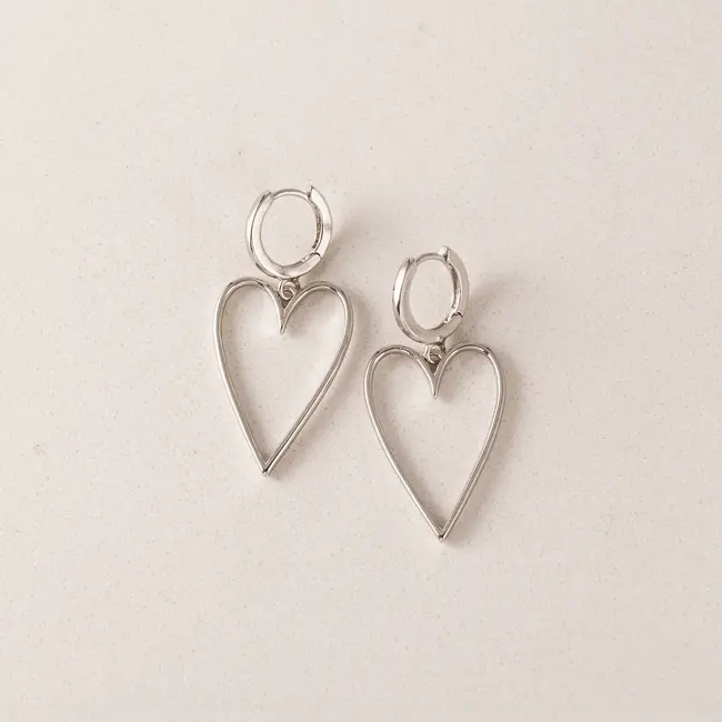 Lover’s Tempo Lovestruck Heart Hoop Earrings Silver