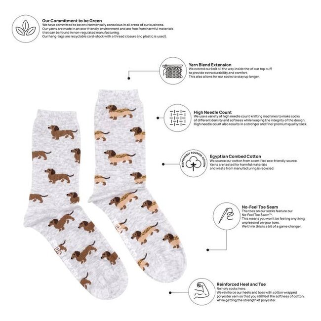 Friday Sock Co. Women's Weiner Dog Hot Dog Socks