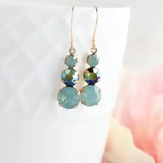 A Pocket of Posies Vintage Glass Earrings - Jewel - Shades of Aqua Mint