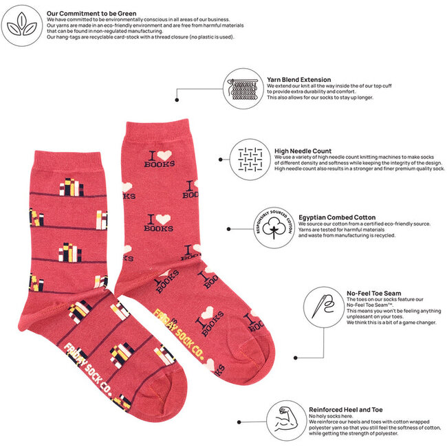 Friday Sock Co. Women's I Love Books Socks