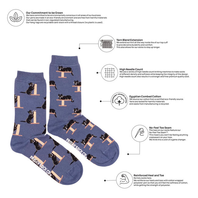 Friday Sock Co. Women's Cozy Black Cat Socks