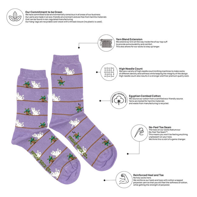 Friday Sock Co. Women's Cat & Plant Socks