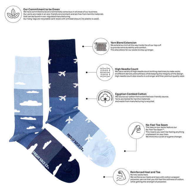 Friday Sock Co. Men’s Planes & Clouds Socks
