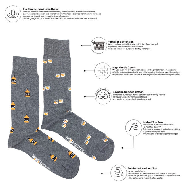 Friday Sock Co. Men's Whiskey & Glass Socks