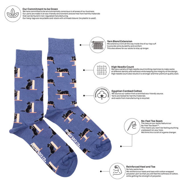 Friday Sock Co. Men's Cozy Black Cat Socks