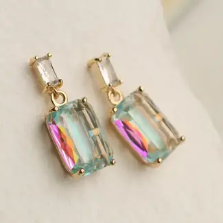 Silk Purse, Sow's Ear Rainbow Baguette Earrings