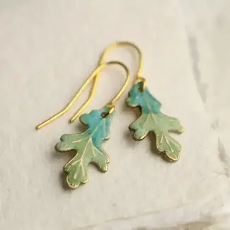 Silk Purse, Sow's Ear Tiny Oak Leaf Earrings