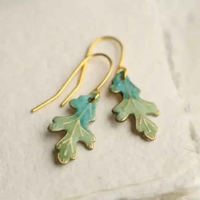 Silk Purse, Sow's Ear Tiny Oak Leaf Earrings