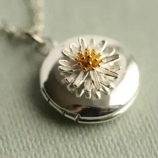 Silk Purse, Sow's Ear Tiny Silver Daisy Locket