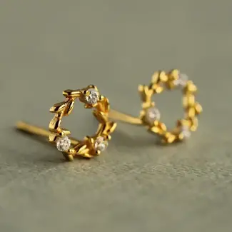 Silk Purse, Sow's Ear Gold Wreath Circle Stud Earrings