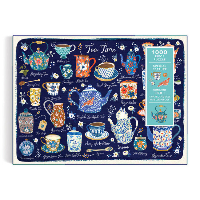 Galison/mudpuppy Tea Time 1000 Piece Puzzle with Shaped Pieces