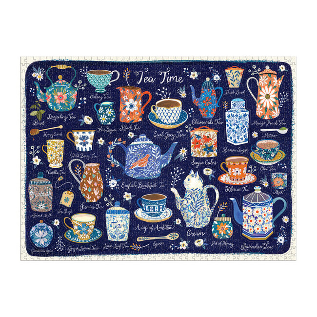 Galison/mudpuppy Tea Time 1000 Piece Puzzle with Shaped Pieces