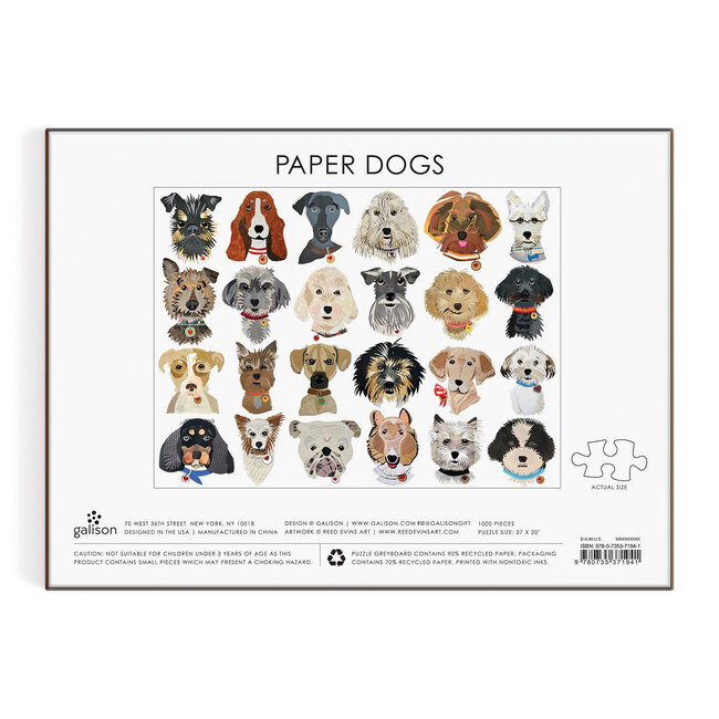 Galison/mudpuppy Paper Dogs 1000 Piece Puzzle